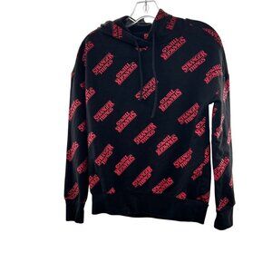 Stranger Things Women's Logo Pullover Hoodie Black/Red Size XS